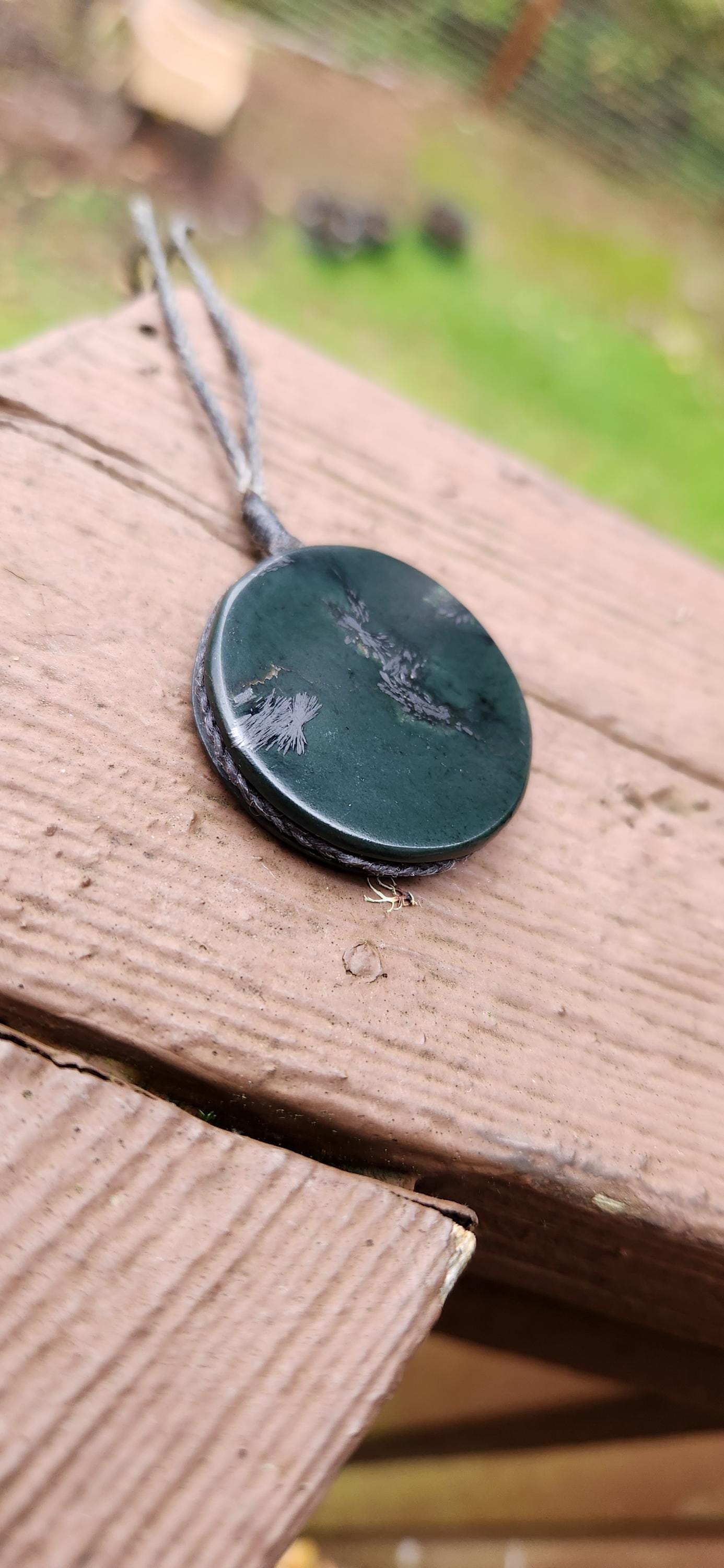California Magnetite Nephrite Jade medallion pendant necklace
