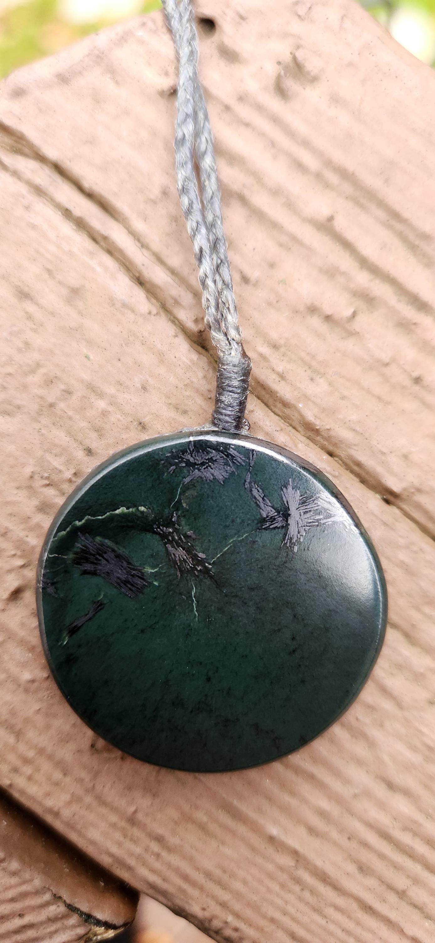 California Magnetite Nephrite Jade medallion pendant necklace