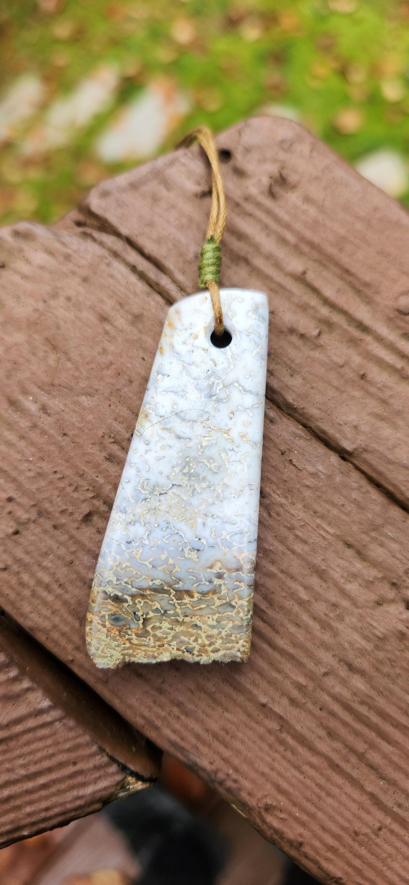 utah white dino bone gembone live edge pendant necklace