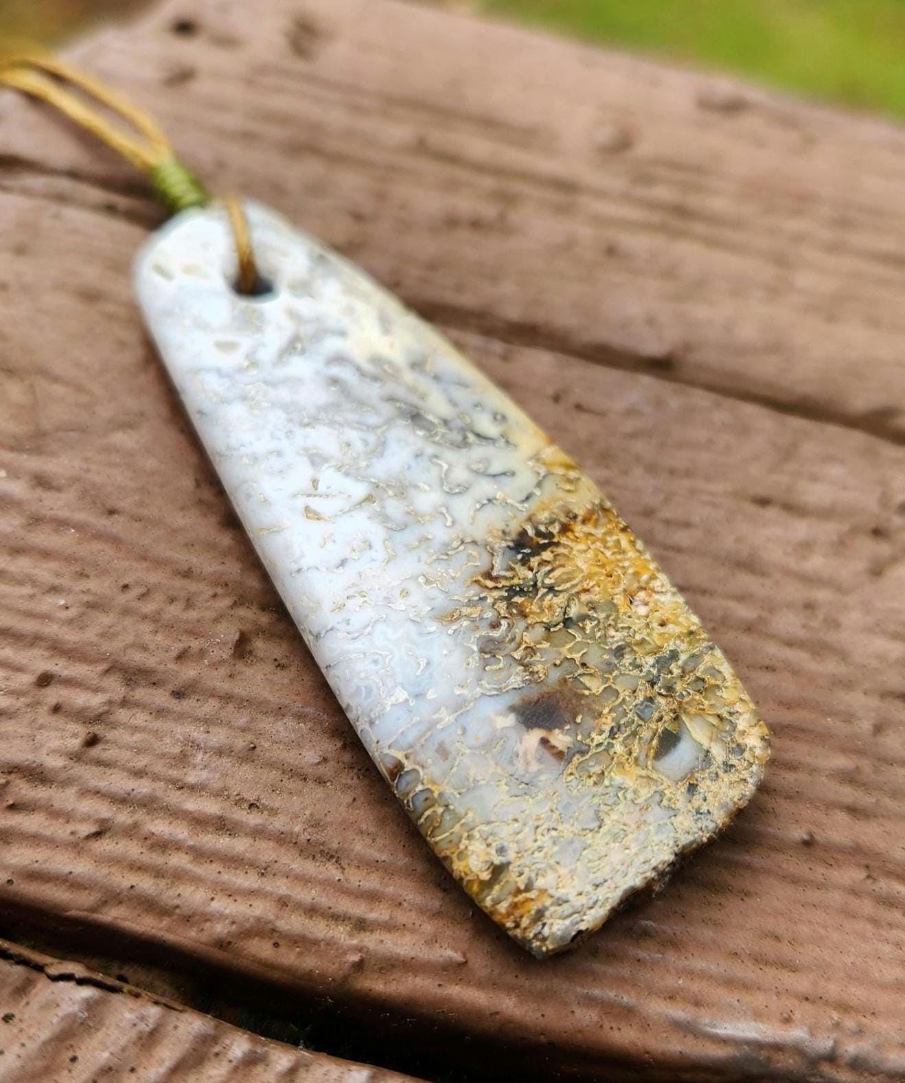 utah white dino bone gembone live edge pendant necklace