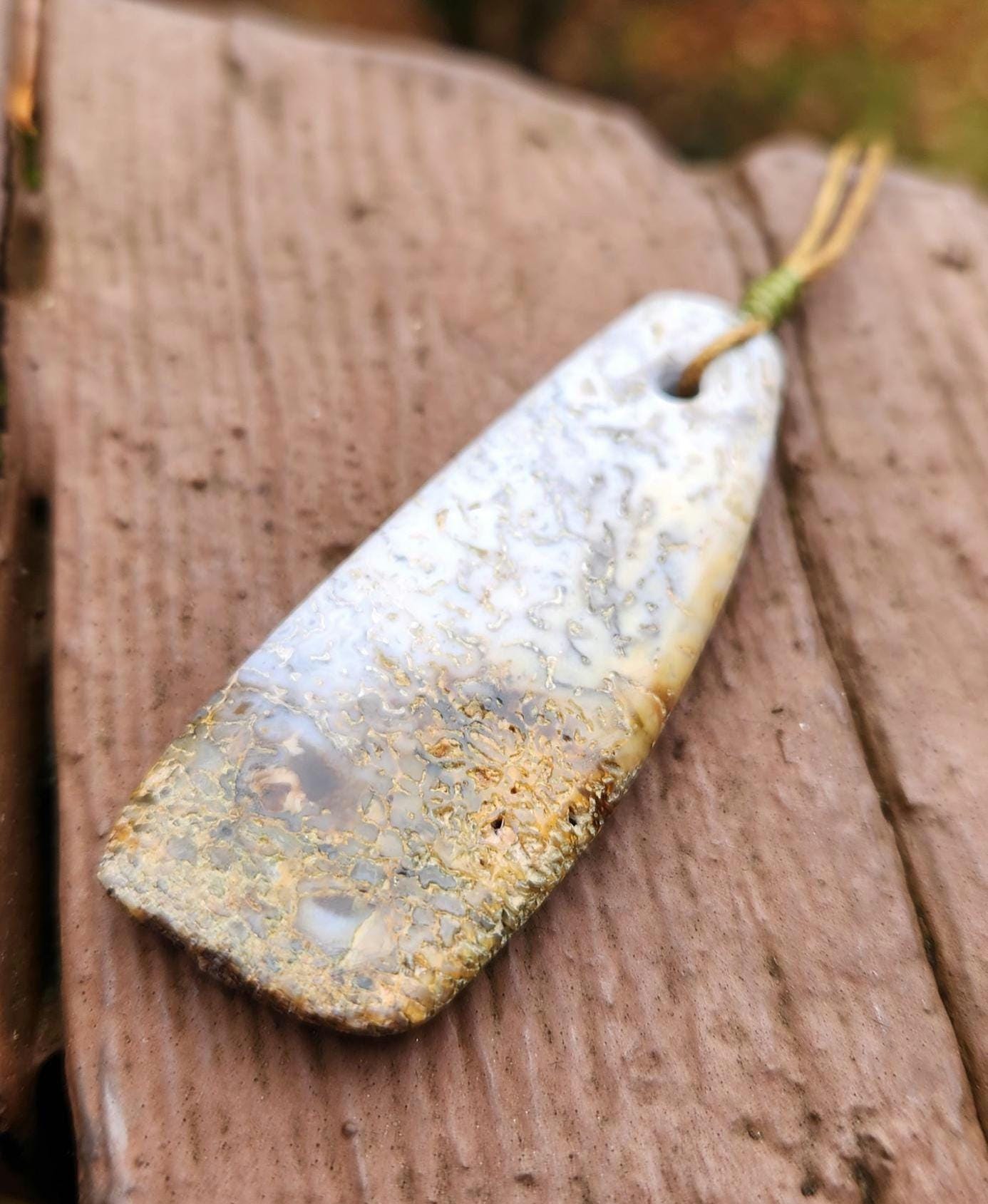 utah white dino bone gembone live edge pendant necklace