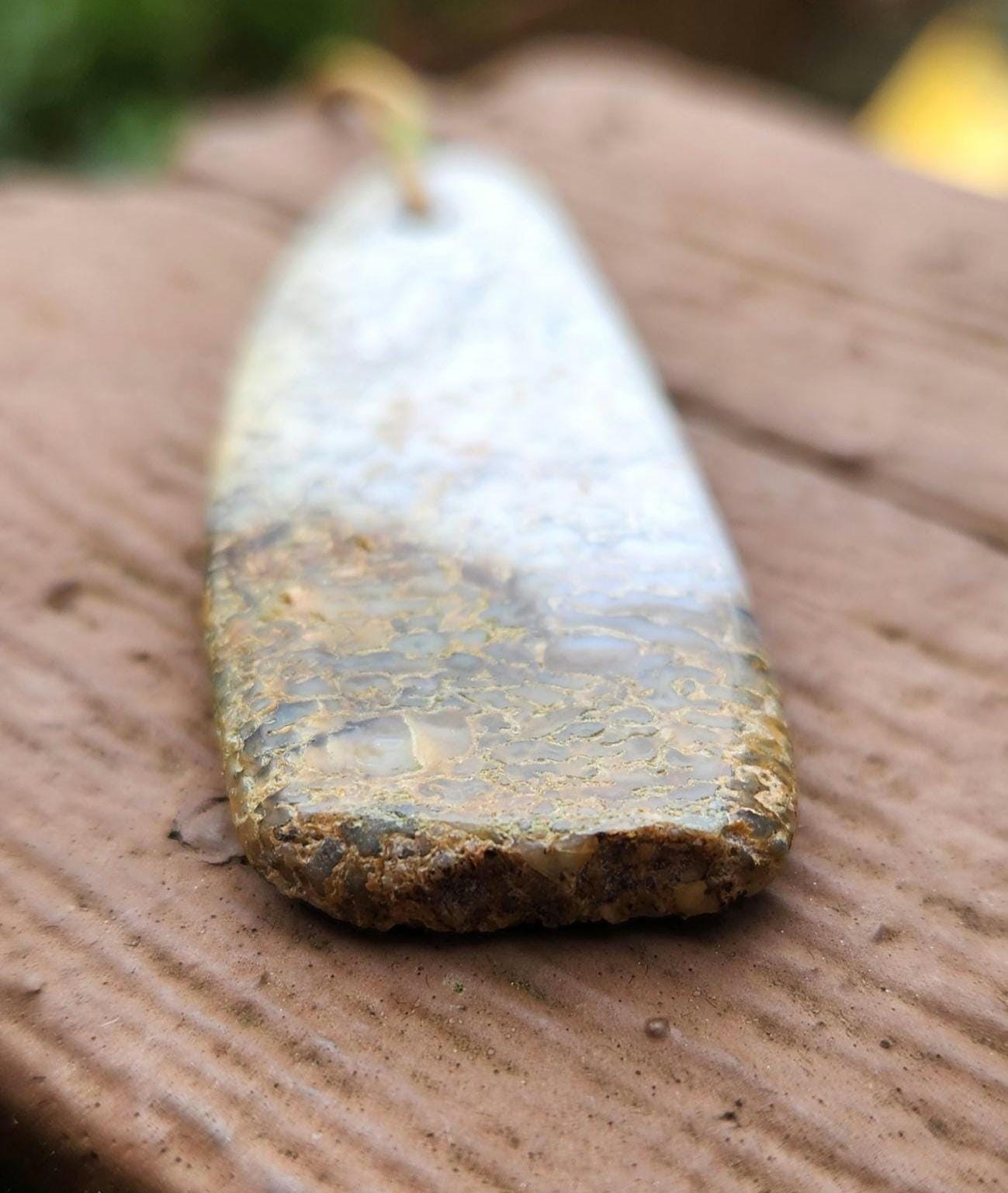 utah white dino bone gembone live edge pendant necklace