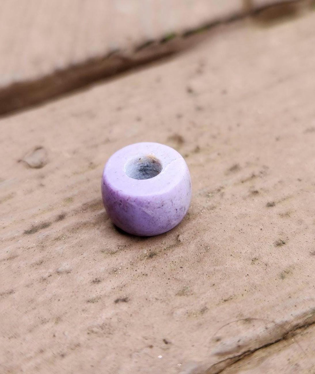 hand carved 10mm x 6mm Turkish purple jade bead