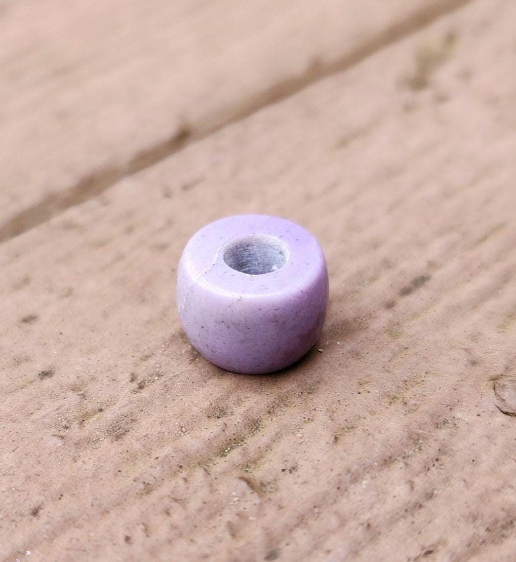 hand carved 10mm x 6mm Turkish purple jade bead