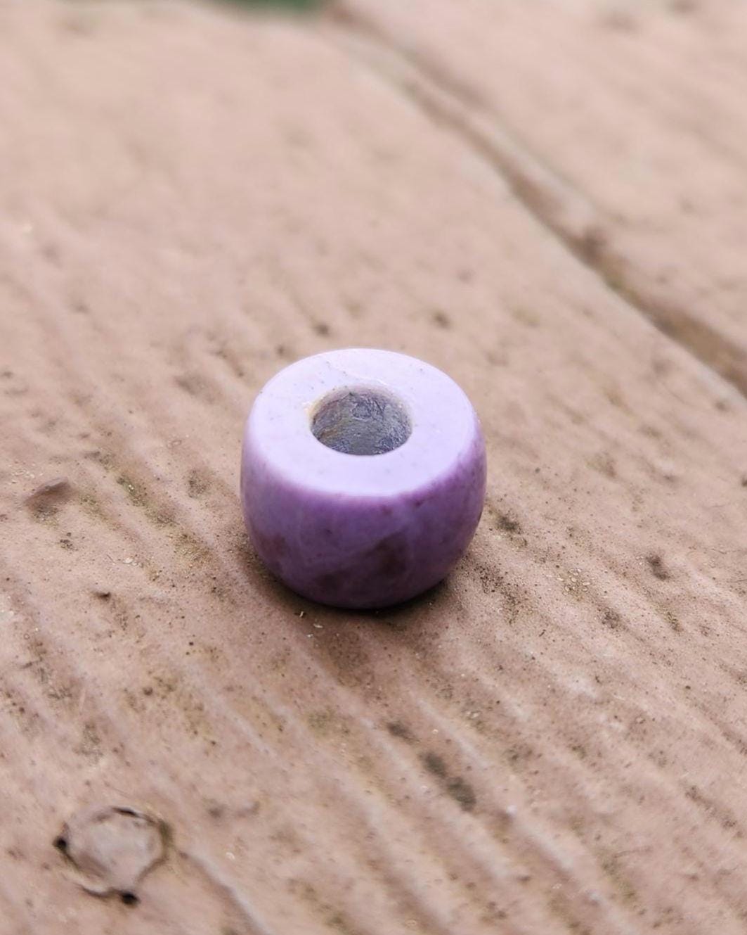hand carved 10mm x 6mm Turkish purple jade bead