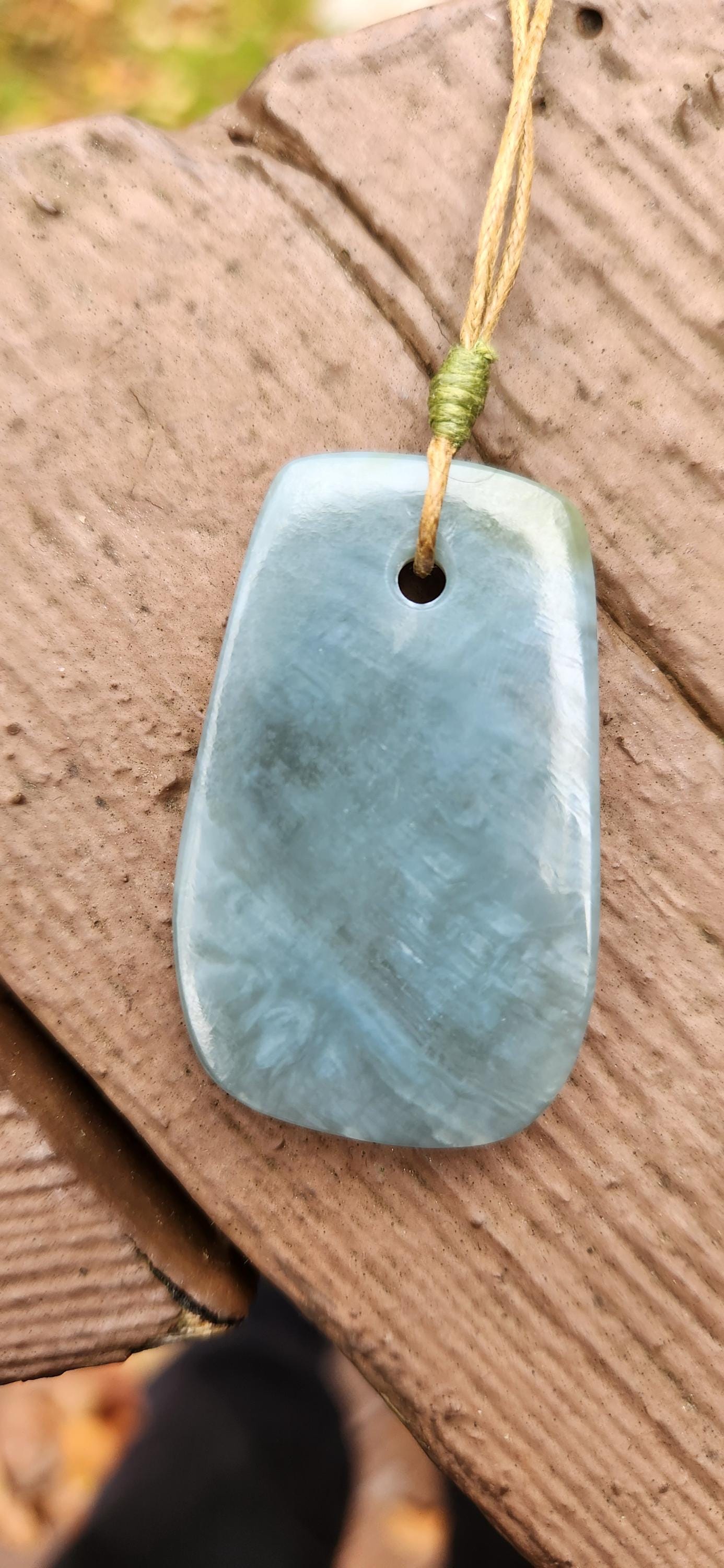 Washington state silver blue cats eye nephrite jade pendant necklace