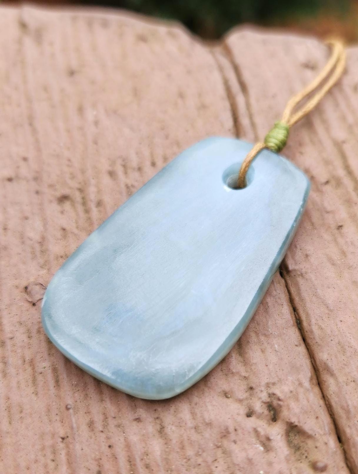 Washington state silver blue cats eye nephrite jade pendant necklace