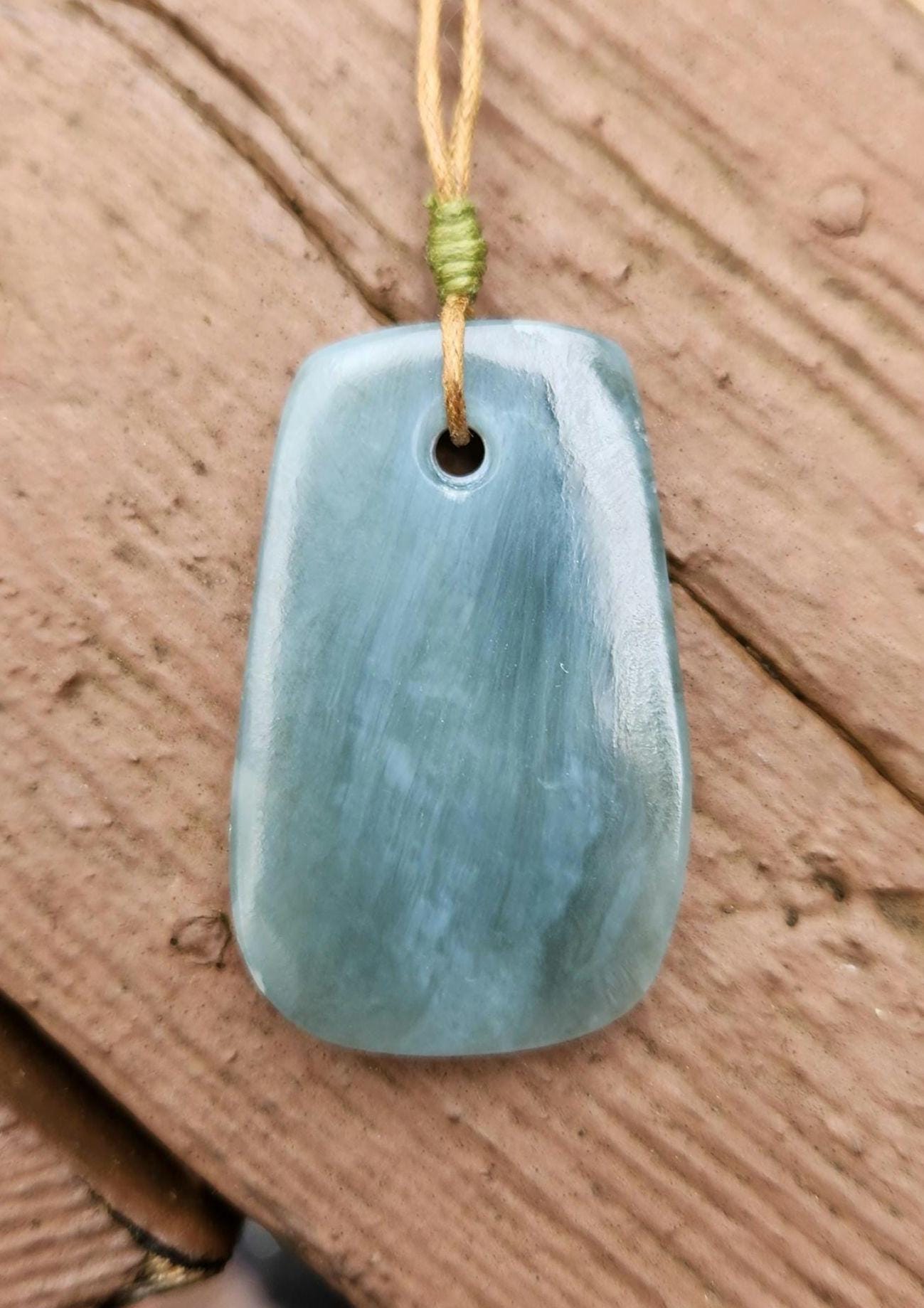 Washington state silver blue cats eye nephrite jade pendant necklace