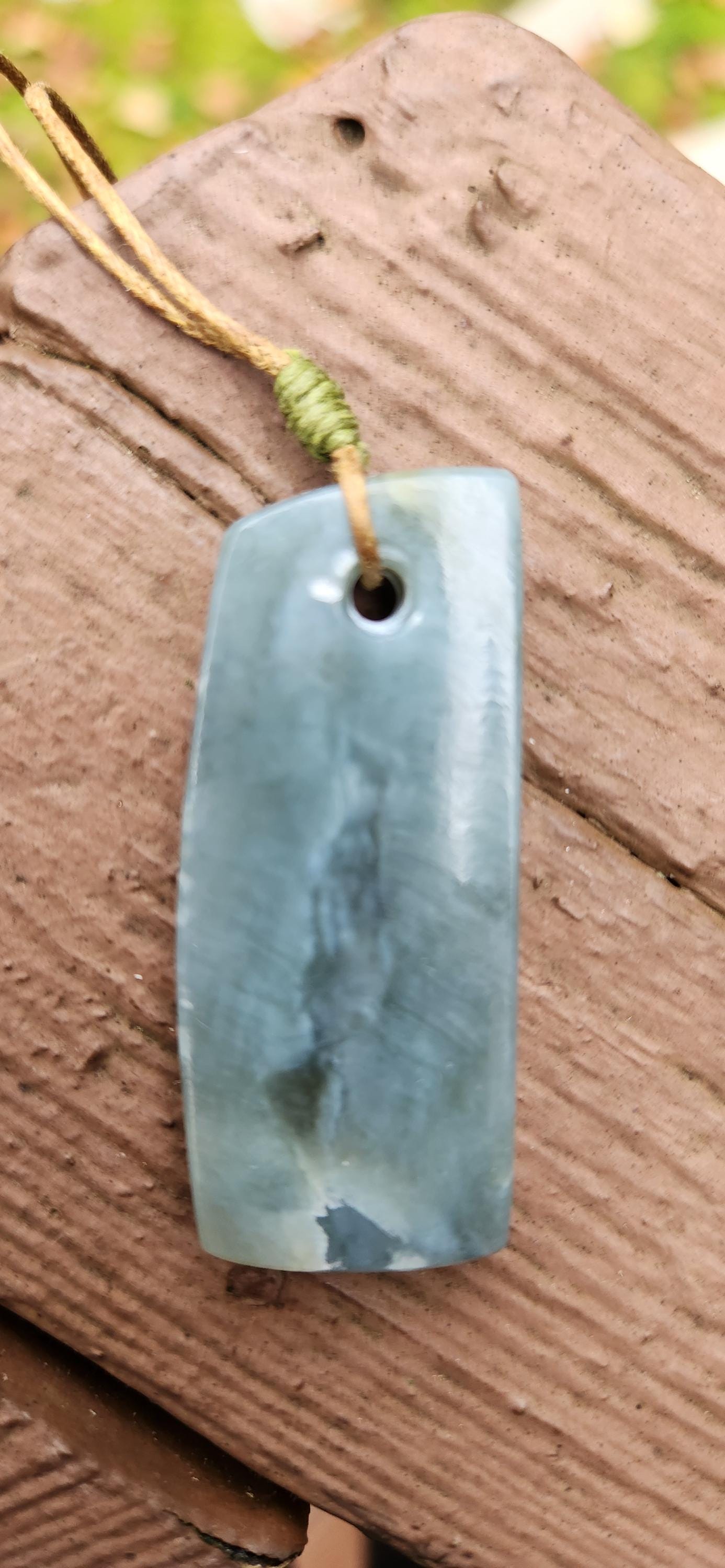 Washington state silver blue cats eye nephrite jade pendant necklace