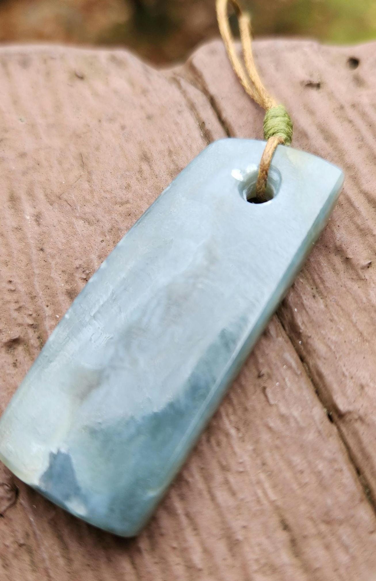 Washington state silver blue cats eye nephrite jade pendant necklace