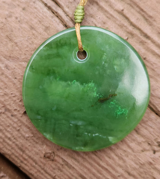 BC nephrite jade disc pendant