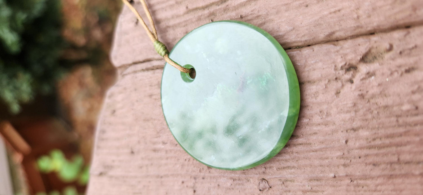 BC nephrite jade disc pendant