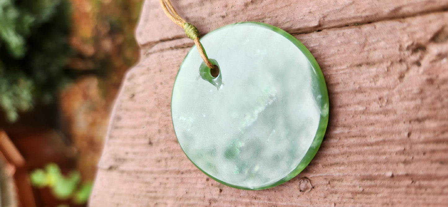 BC nephrite jade disc pendant