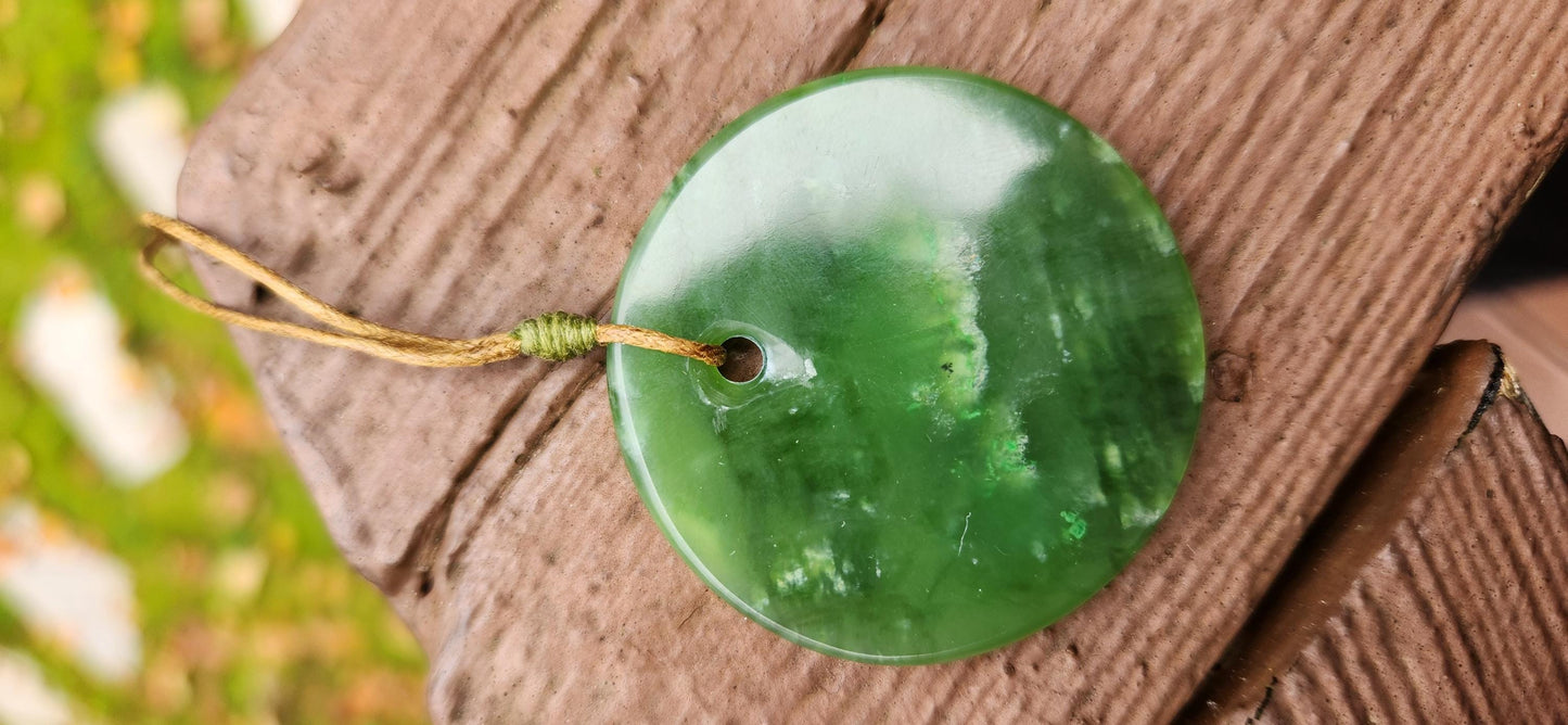 BC nephrite jade disc pendant