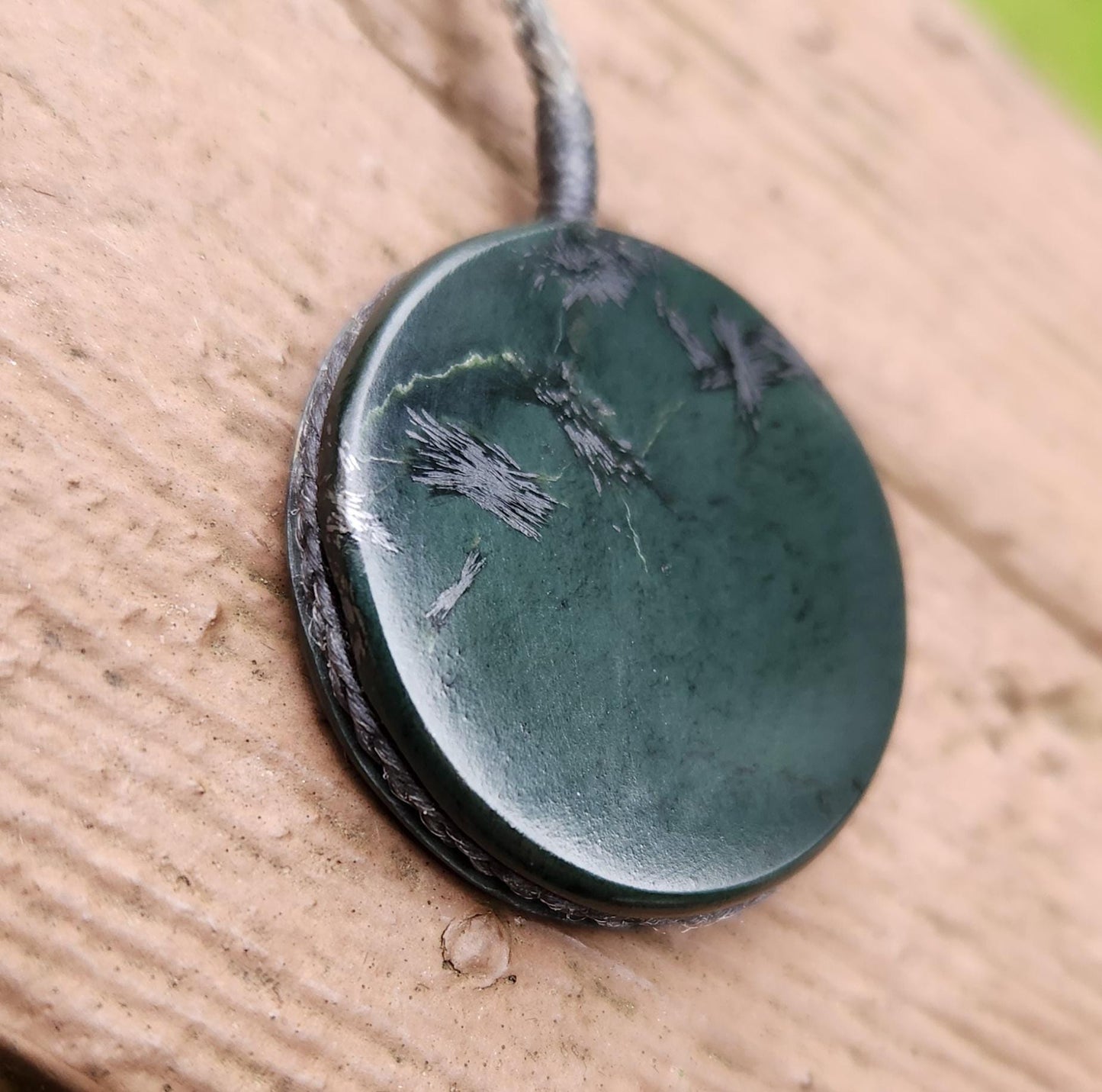 California Magnetite Nephrite Jade medallion pendant necklace