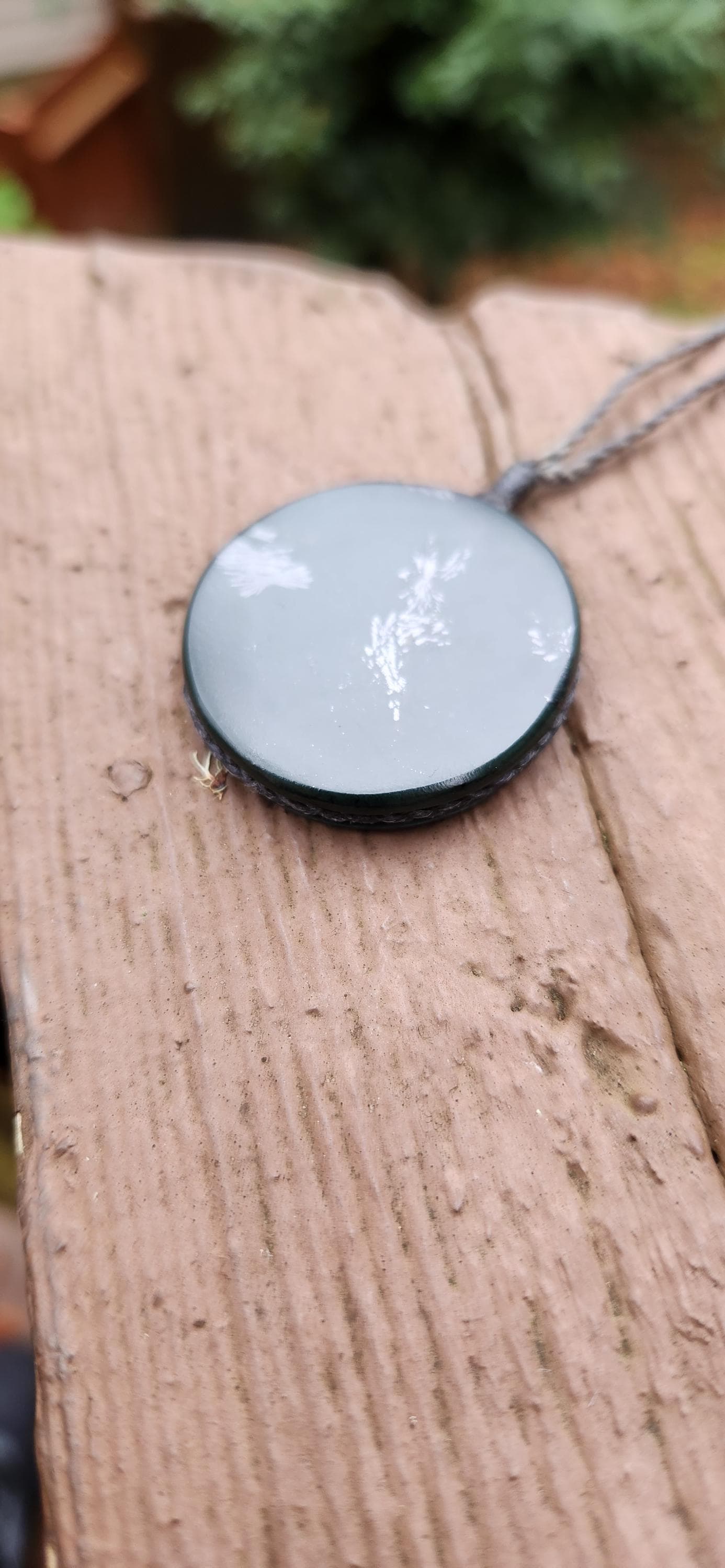 California Magnetite Nephrite Jade medallion pendant necklace